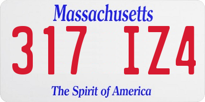 MA license plate 317IZ4