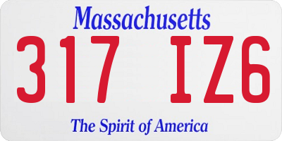 MA license plate 317IZ6