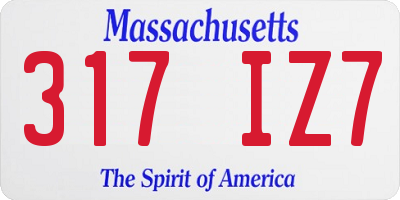 MA license plate 317IZ7