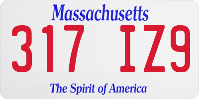 MA license plate 317IZ9