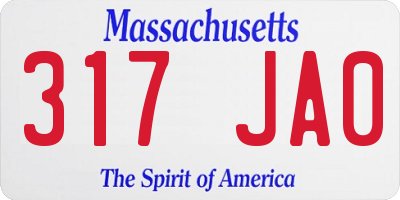 MA license plate 317JA0