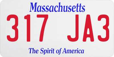 MA license plate 317JA3