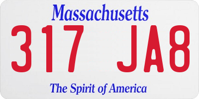 MA license plate 317JA8