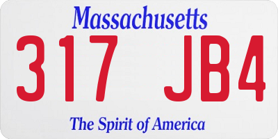 MA license plate 317JB4