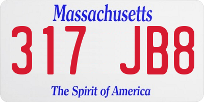 MA license plate 317JB8