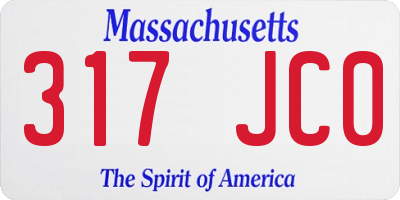 MA license plate 317JC0