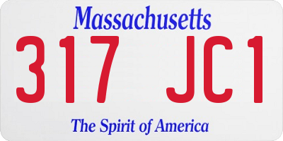 MA license plate 317JC1