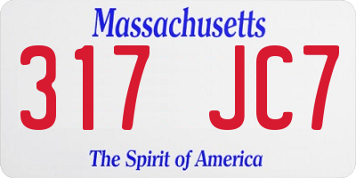 MA license plate 317JC7
