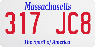 MA license plate 317JC8