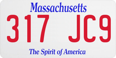 MA license plate 317JC9