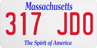 MA license plate 317JD0