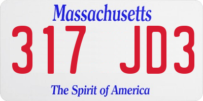 MA license plate 317JD3