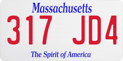 MA license plate 317JD4