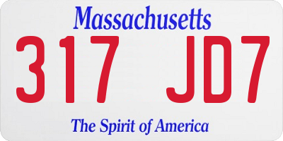 MA license plate 317JD7