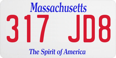 MA license plate 317JD8
