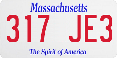 MA license plate 317JE3