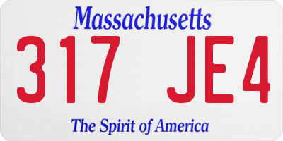 MA license plate 317JE4