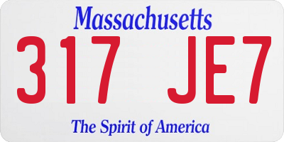 MA license plate 317JE7