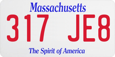 MA license plate 317JE8
