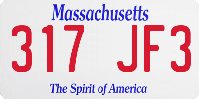 MA license plate 317JF3