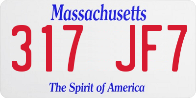 MA license plate 317JF7