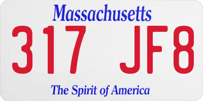 MA license plate 317JF8