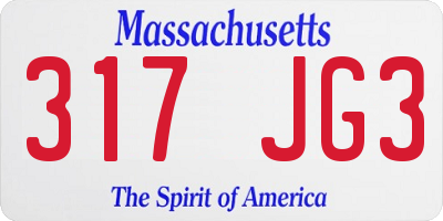 MA license plate 317JG3