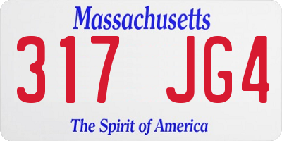 MA license plate 317JG4