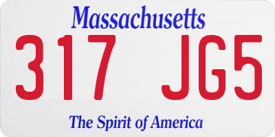MA license plate 317JG5