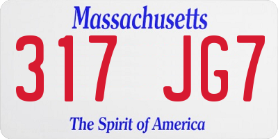 MA license plate 317JG7