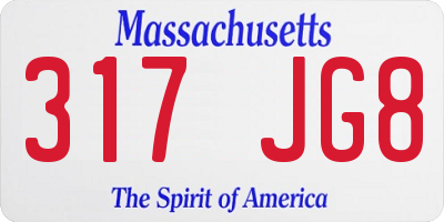 MA license plate 317JG8