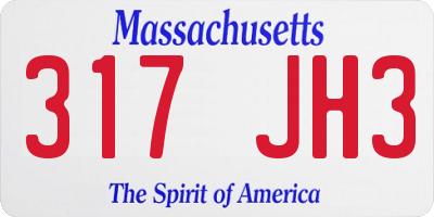 MA license plate 317JH3