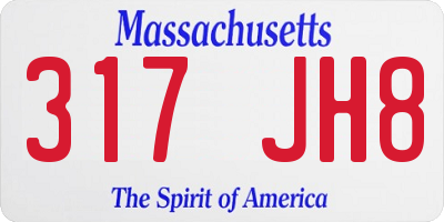 MA license plate 317JH8