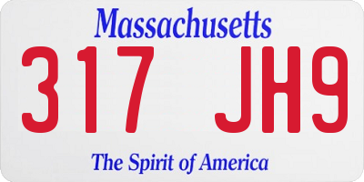 MA license plate 317JH9