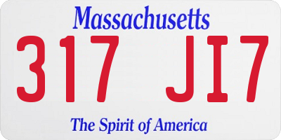 MA license plate 317JI7