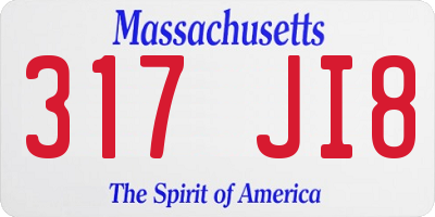 MA license plate 317JI8