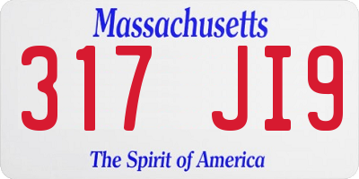 MA license plate 317JI9