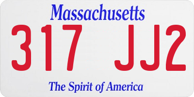 MA license plate 317JJ2
