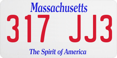 MA license plate 317JJ3