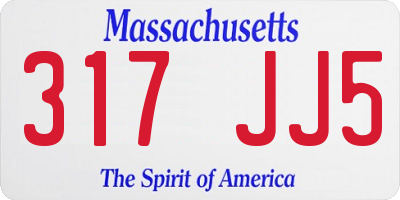 MA license plate 317JJ5
