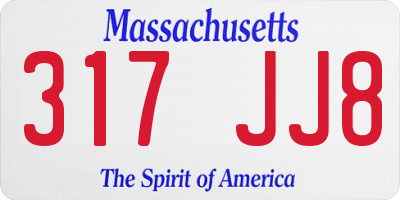 MA license plate 317JJ8