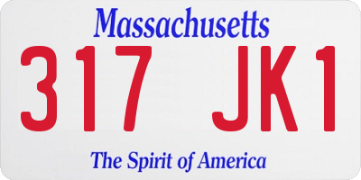 MA license plate 317JK1