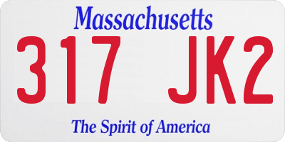 MA license plate 317JK2