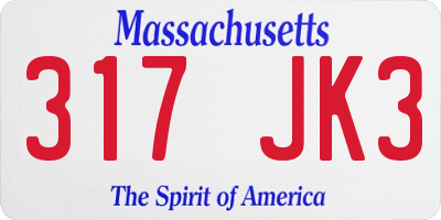 MA license plate 317JK3
