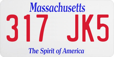 MA license plate 317JK5