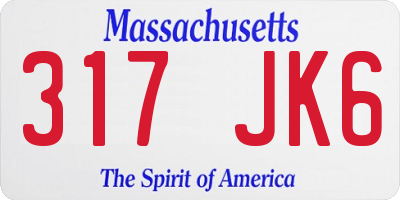 MA license plate 317JK6