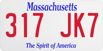 MA license plate 317JK7