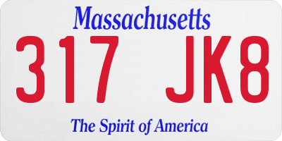 MA license plate 317JK8