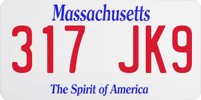 MA license plate 317JK9