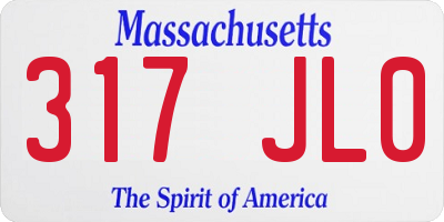 MA license plate 317JL0